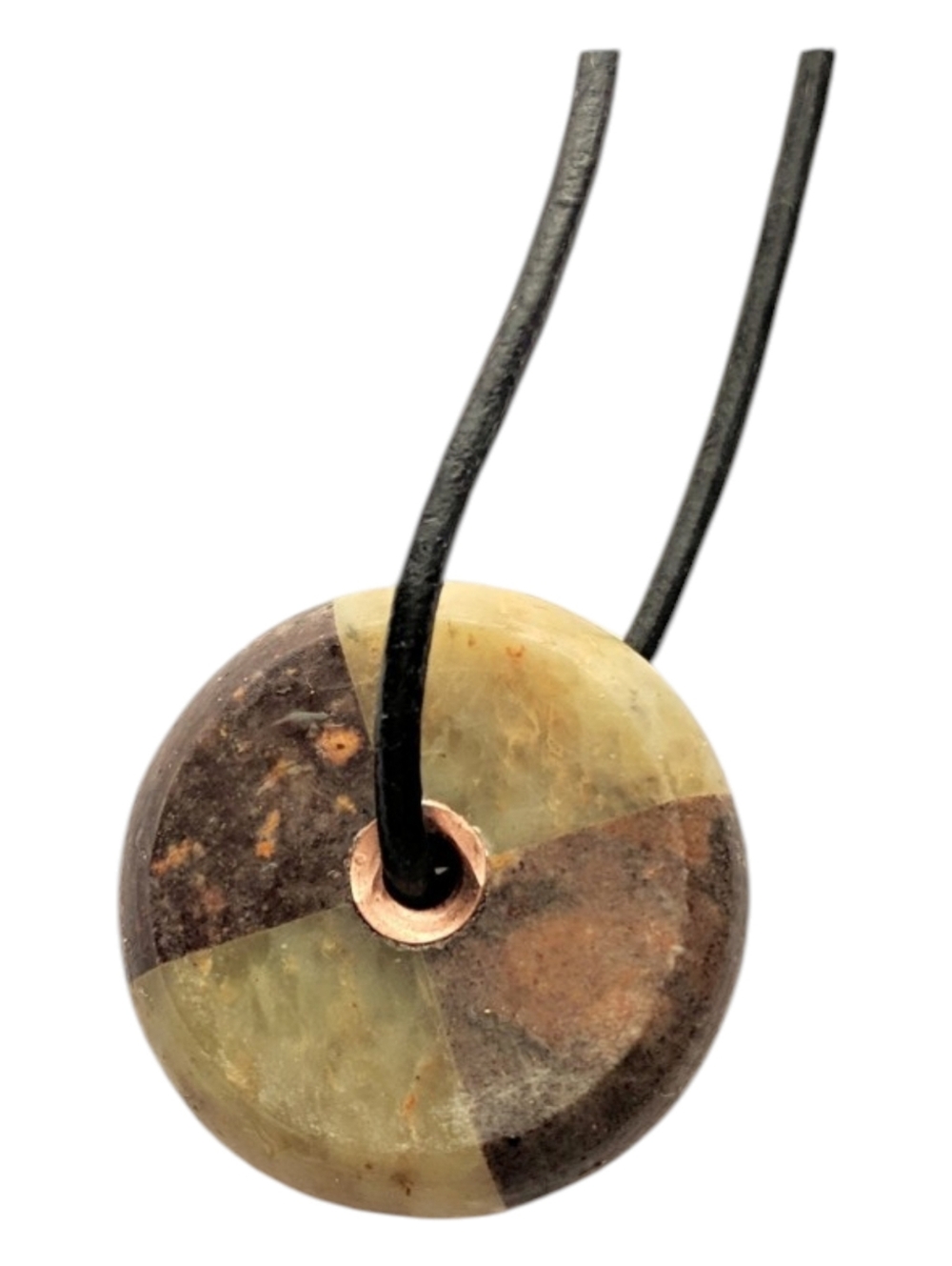 Copper Lined Soapstone on Leather Unique Handmade Adjustable Unisex